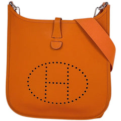 エルメス エヴリン 1 PM パンチング Hロゴ ショルダーバッグ ヴォーエプソン オレンジ □H レディース 【中古】 brbag