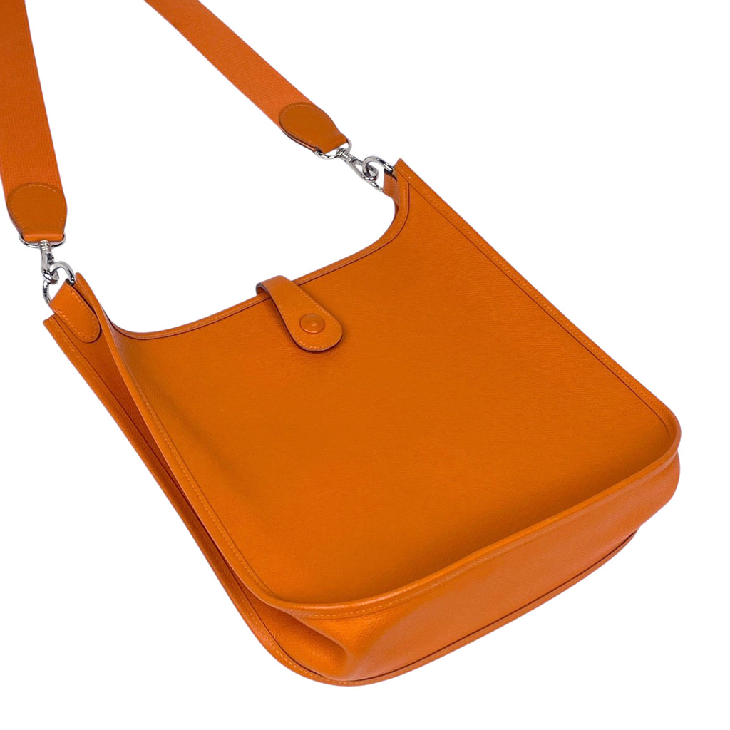 エルメス エヴリン 1 PM パンチング Hロゴ ショルダーバッグ ヴォーエプソン オレンジ □H レディース 【中古】 brbag