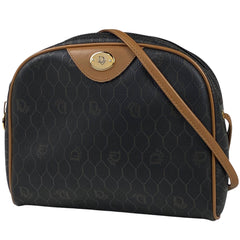 クリスチャンディオール ハニカム柄 ショルダーバッグ 斜め掛け ポシェット ショルダーバッグ コーティングキャンバス ブラック ブラウン レディース 【中古】 brbag