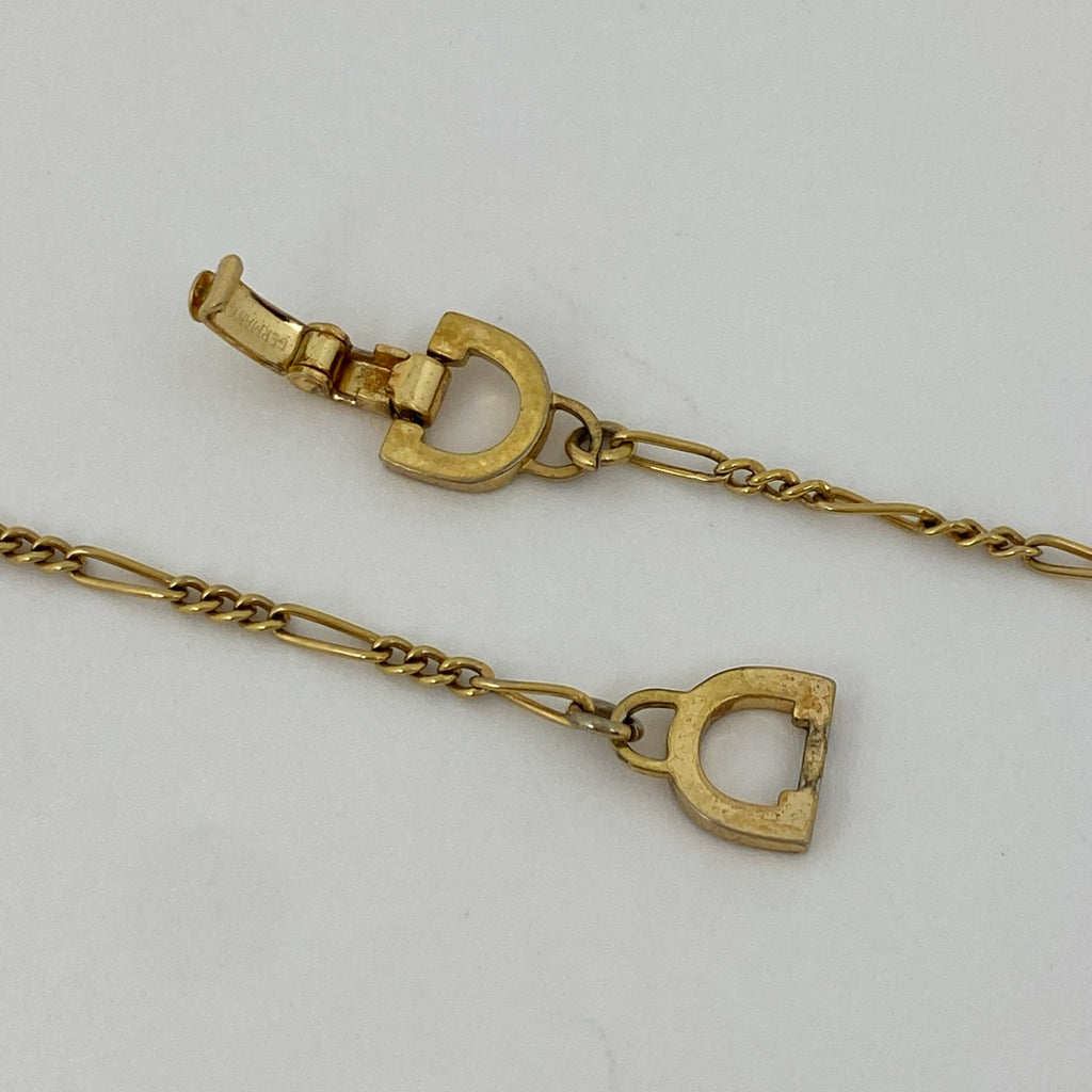 クリスチャンディオール デザイン ネックレス ロング ネックレス メタル ゴールド シルバー レディース 【中古】bracc