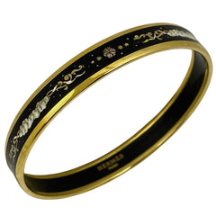 エルメス エマイユ PM 七宝焼き バングル GP ブラック ゴールド レディース 【中古】bracc