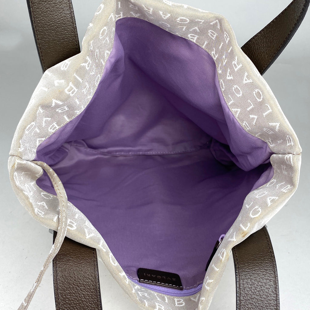 ブルガリ ロゴマニア トートバッグ ハンドバッグ トートバッグ キャンバス ベージュ ブラウン レディース 【中古】brbag