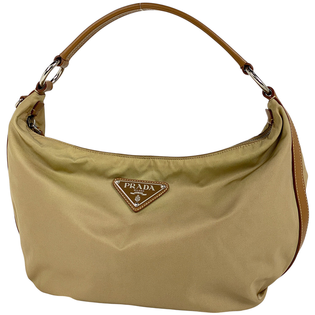 プラダ ロゴプレート ショルダーバッグ ワンショルダー ショルダーバッグ ナイロン ベージュ レディース 【中古】brbag