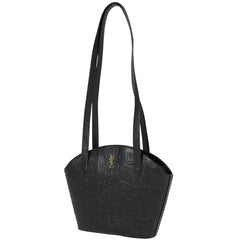 イヴ・サンローラン ロゴ ショルダーバッグ 唐草 YSL ショルダーバッグ レザー ブラック レディース 【中古】brbag