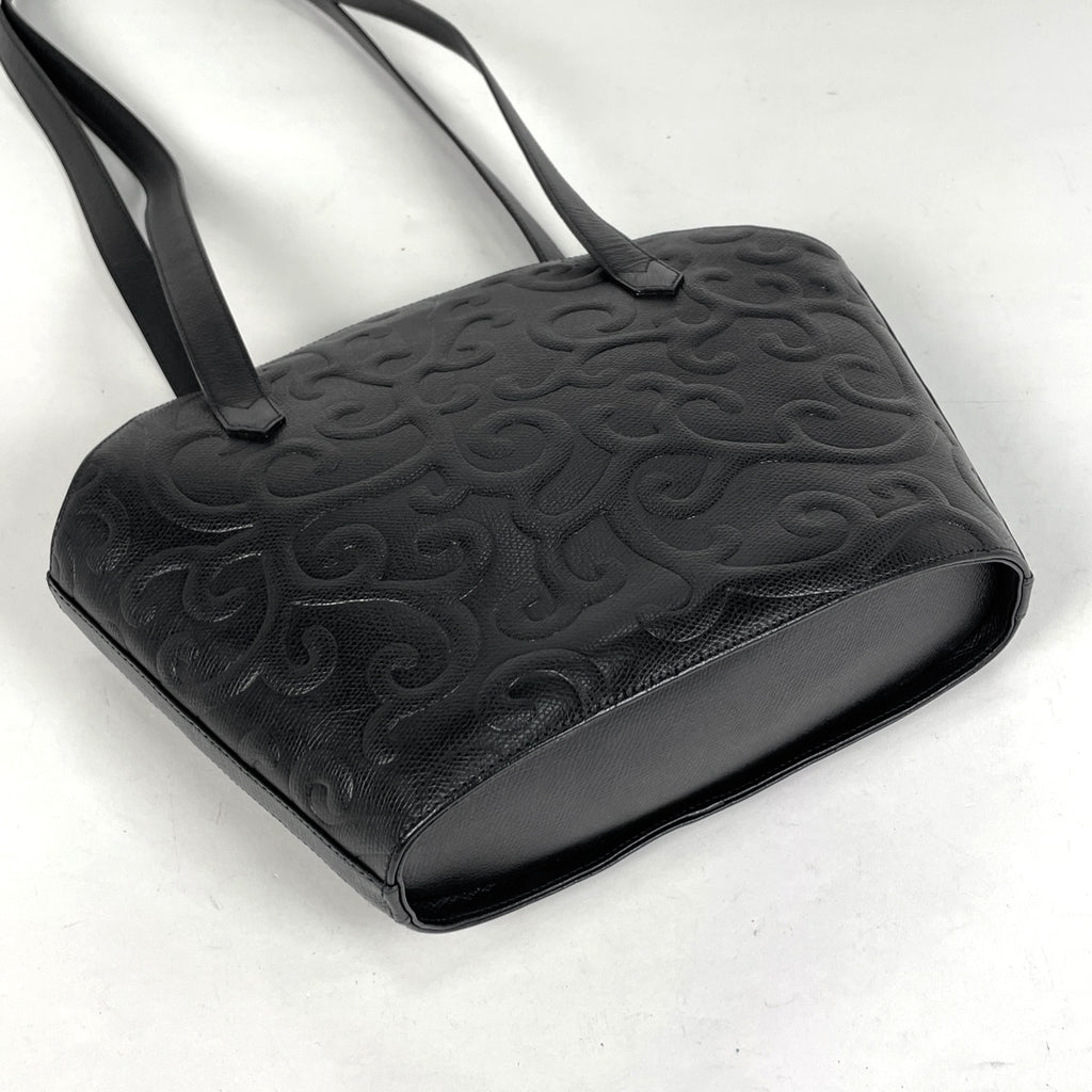 イヴ・サンローラン ロゴ ショルダーバッグ 唐草 YSL ショルダーバッグ レザー ブラック レディース 【中古】brbag