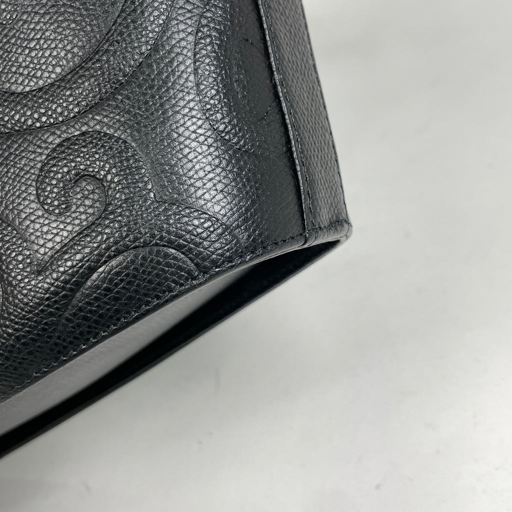 イヴ・サンローラン ロゴ ショルダーバッグ 唐草 YSL ショルダーバッグ レザー ブラック レディース 【中古】brbag