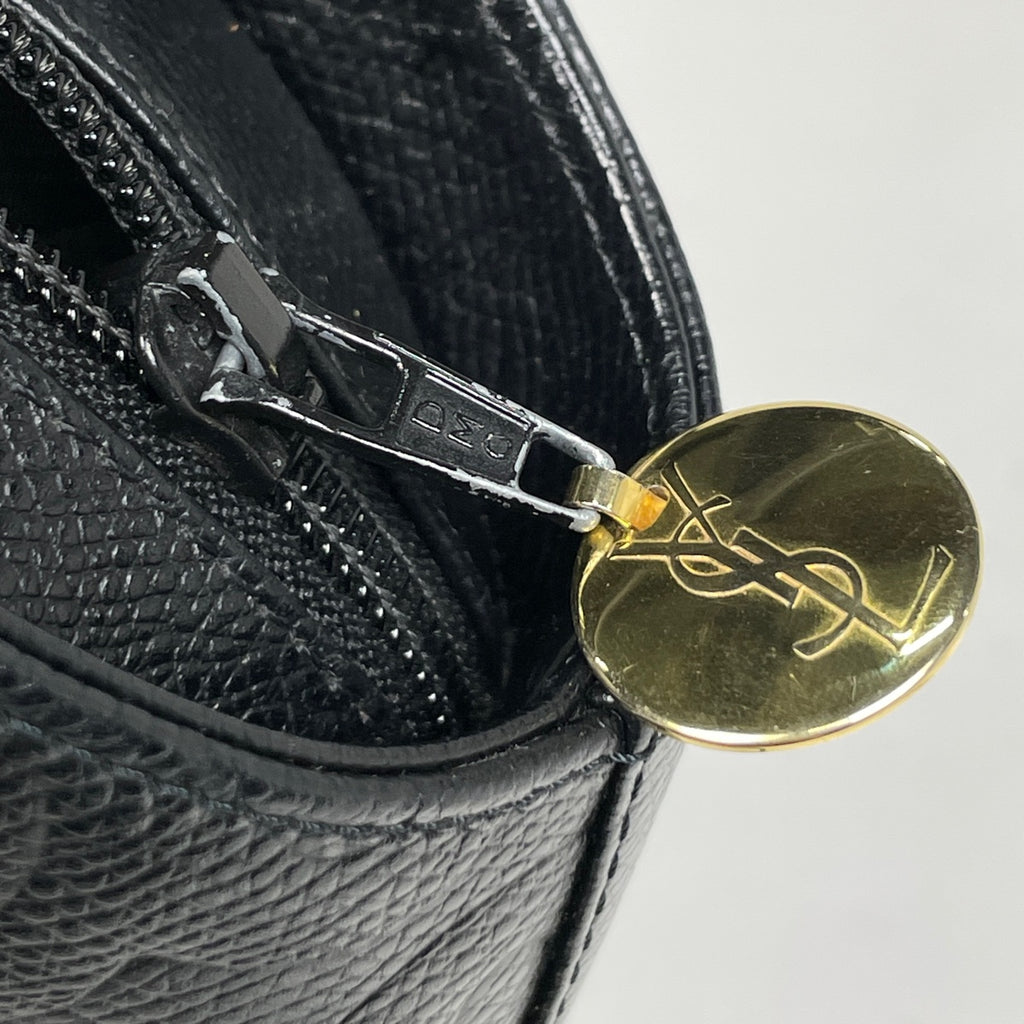 イヴ・サンローラン ロゴ ショルダーバッグ 唐草 YSL ショルダーバッグ レザー ブラック レディース 【中古】brbag