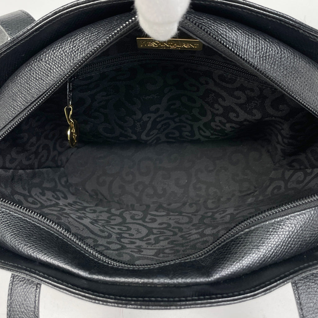 イヴ・サンローラン ロゴ ショルダーバッグ 唐草 YSL ショルダーバッグ レザー ブラック レディース 【中古】brbag