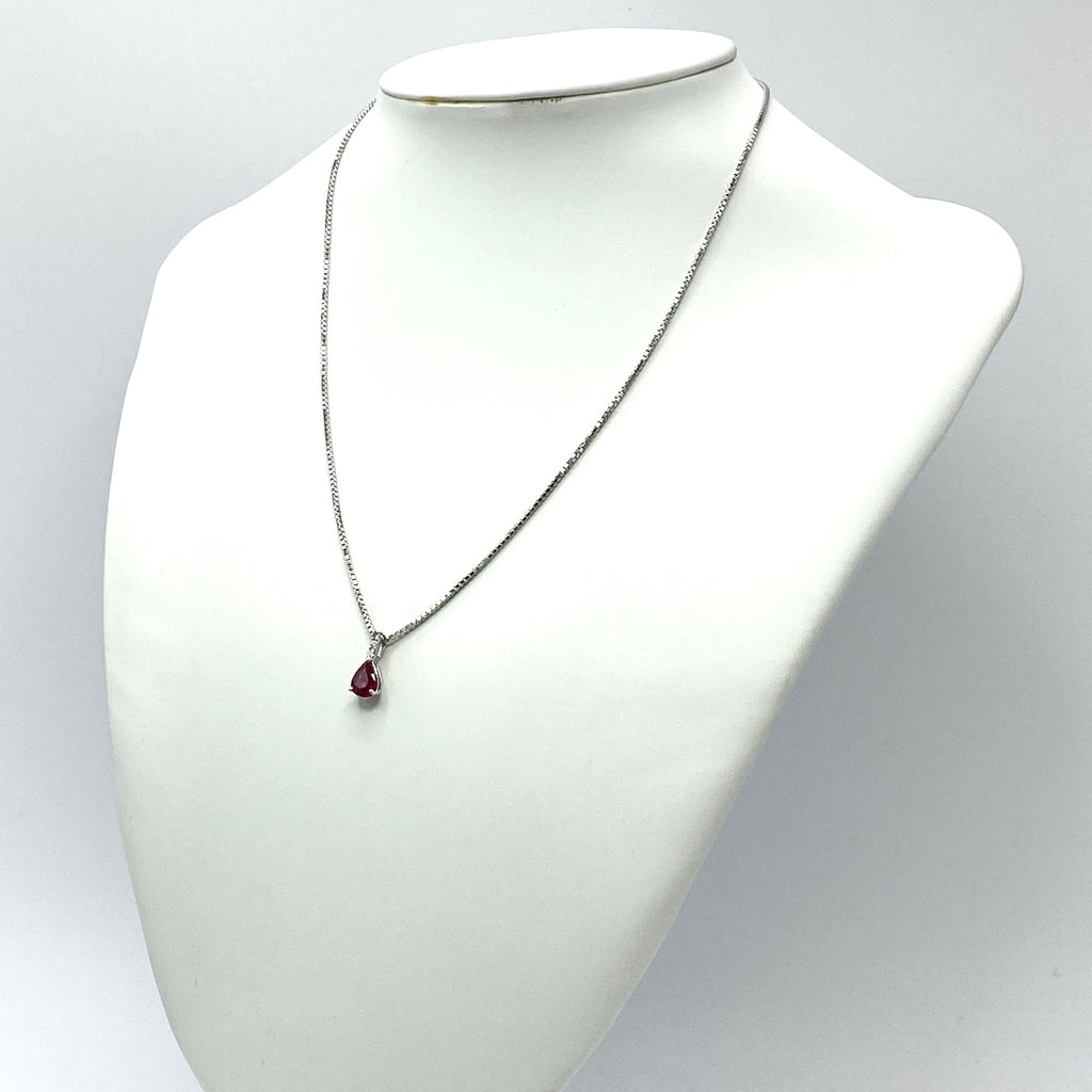 ルビー デザインネックレス WG ホワイトゴールド ペンダント メレダイヤ ダイヤモンド ネックレス K18 WG ルビー レディース 【中古】 nbjwl