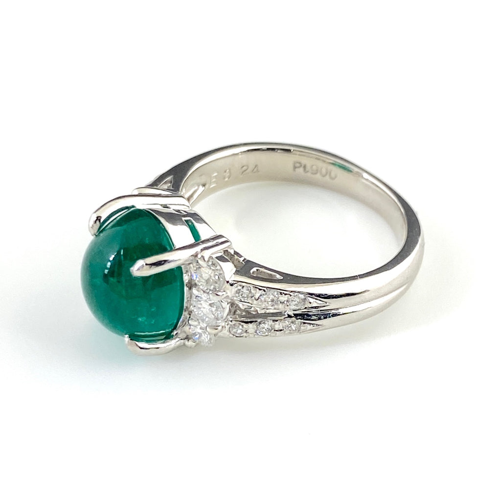 エメラルド デザインリング プラチナ メレダイヤ 指輪 リング 10号 Pt900 エメラルド ダイヤモンド レディース 【中古】nbjwl