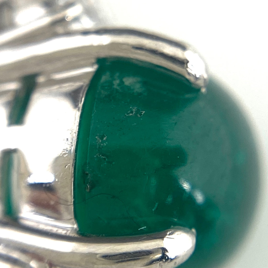 エメラルド デザインリング プラチナ メレダイヤ 指輪 リング 10号 Pt900 エメラルド ダイヤモンド レディース 【中古】nbjwl