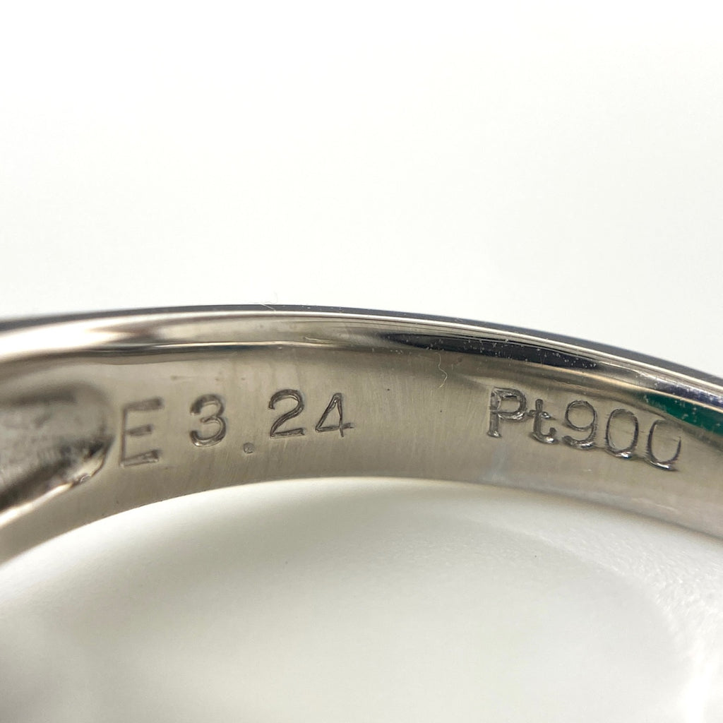 エメラルド デザインリング プラチナ メレダイヤ 指輪 リング 10号 Pt900 エメラルド ダイヤモンド レディース 【中古】nbjwl