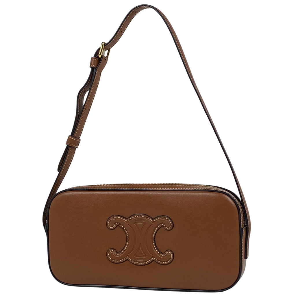 セリーヌ キュイル トリオンフ カメラバッグ ハンドバッグ ショルダーバッグ レザー ブラウン レディース 【中古】brbag