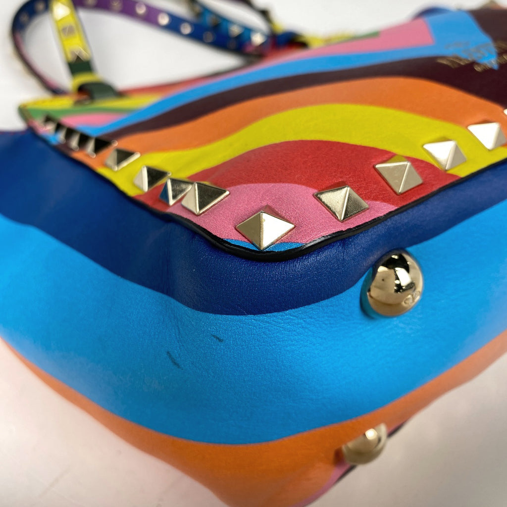 ヴァレンティノ・ガラヴァーニ ロックスタッズ ハンドバッグ 2WAY ショルダーバッグ ハンドバッグ レザー マルチカラー レディース 【中古】brbag