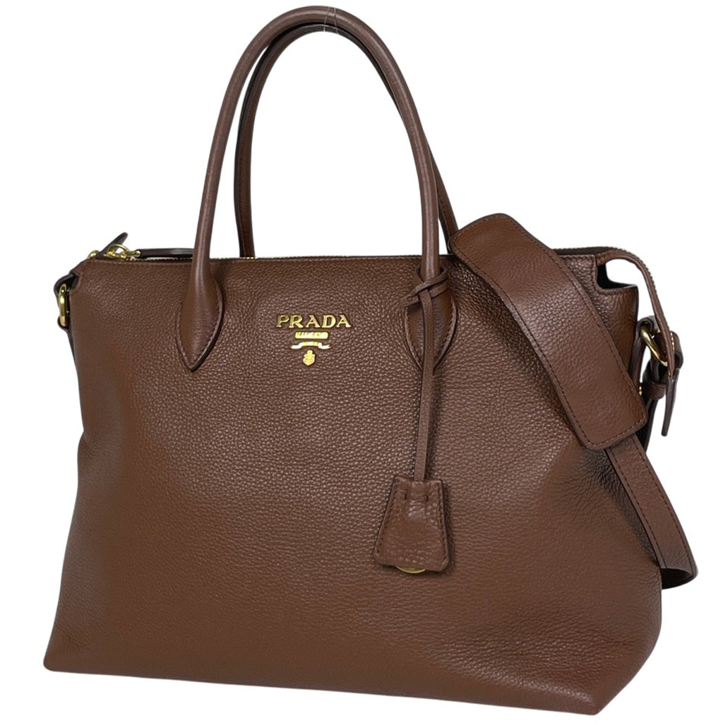 プラダ ロゴ ハンドバッグ 2WAY ショルダーバッグ ハンドバッグ レザー ブラウン レディース 【中古】brbag