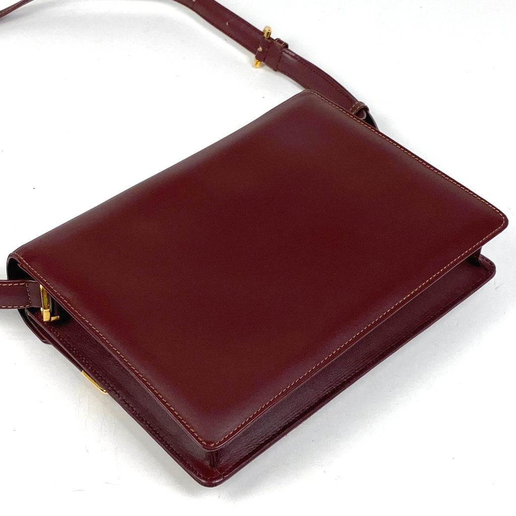 カルティエ マストライン ショルダーバッグ Wフラップ ショルダーバッグ レザー ボルドー レディース 【中古】brbag