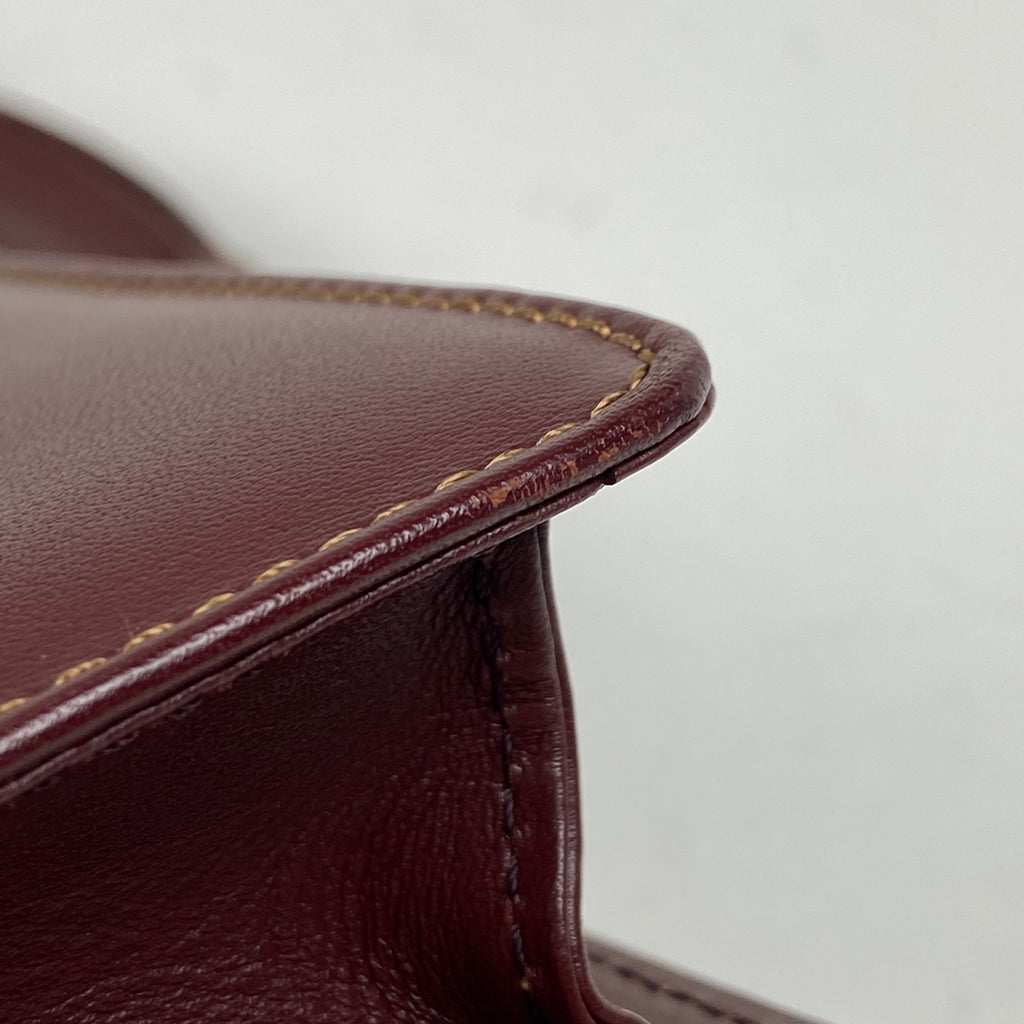 カルティエ マストライン ショルダーバッグ Wフラップ ショルダーバッグ レザー ボルドー レディース 【中古】brbag