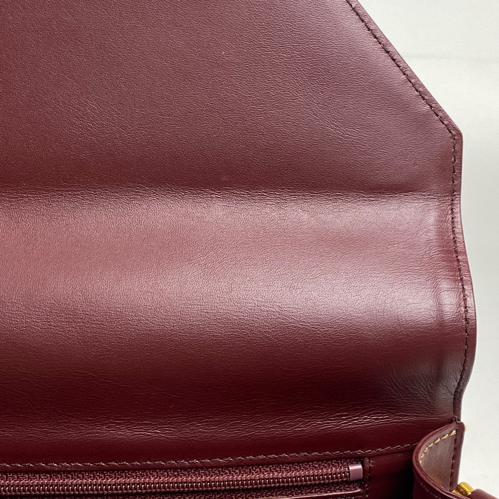 カルティエ マストライン ショルダーバッグ Wフラップ ショルダーバッグ レザー ボルドー レディース 【中古】brbag