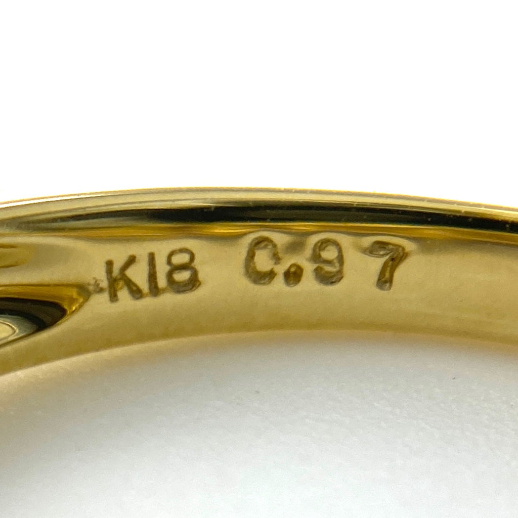 ルビー デザインリング YG イエローゴールド メレダイヤ 指輪 リング 8号 K18 ルビー ダイヤモンド レディース 【中古】nbjwl