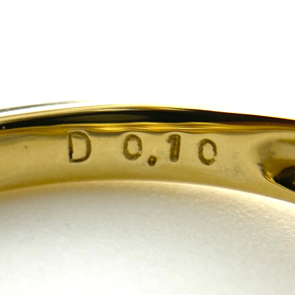 ルビー デザインリング YG イエローゴールド メレダイヤ 指輪 リング 8号 K18 ルビー ダイヤモンド レディース 【中古】nbjwl