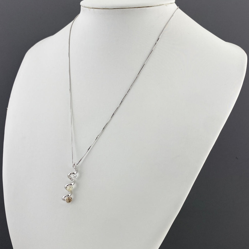 メレダイヤ デザインネックレス WG ホワイトゴールド ペンダント ネックレス K18 WG ダイヤモンド レディース 【中古】nbjwl