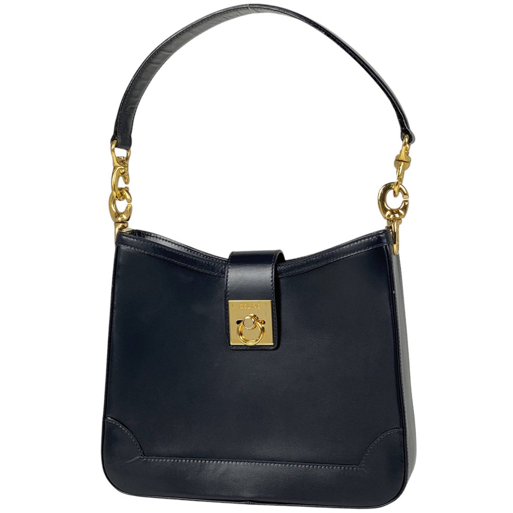 セリーヌ ロゴ ショルダーバッグ ワンショルダー ショルダーバッグ レザー ネイビー レディース 【中古】 brbag