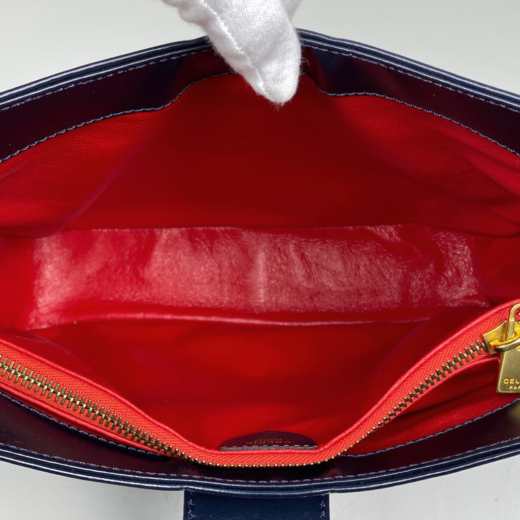 セリーヌ ロゴ ショルダーバッグ ワンショルダー ショルダーバッグ レザー ネイビー レディース 【中古】 brbag