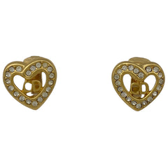 クリスチャンディオール ロゴ ラインストーン イヤリング ハート イヤリング GP ラインストーン ゴールド レディース 【中古】 bracc