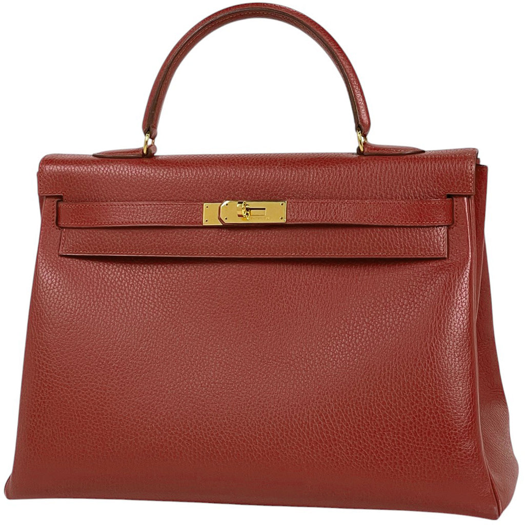 エルメス ケリー 35 内縫い 2WAY ショルダーバッグ ハンドバッグ アルデンヌ ルージュヴィフ 〇W レディース 【中古】brbag