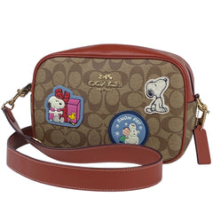 【在庫一掃】 コーチ ジェイミー カメラバッグ シグネチャー PEANUTS スヌーピー コラボ ショルダーバッグ コーティングキャンバス ブラウン CF304 レディース 【中古】 brbag