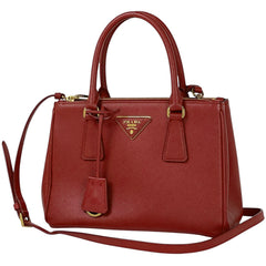 プラダ ロゴプレート ハンドバッグ ガレリア 2WAY ショルダーバッグ ハンドバッグ レザー レッド レディース 【中古】 brbag