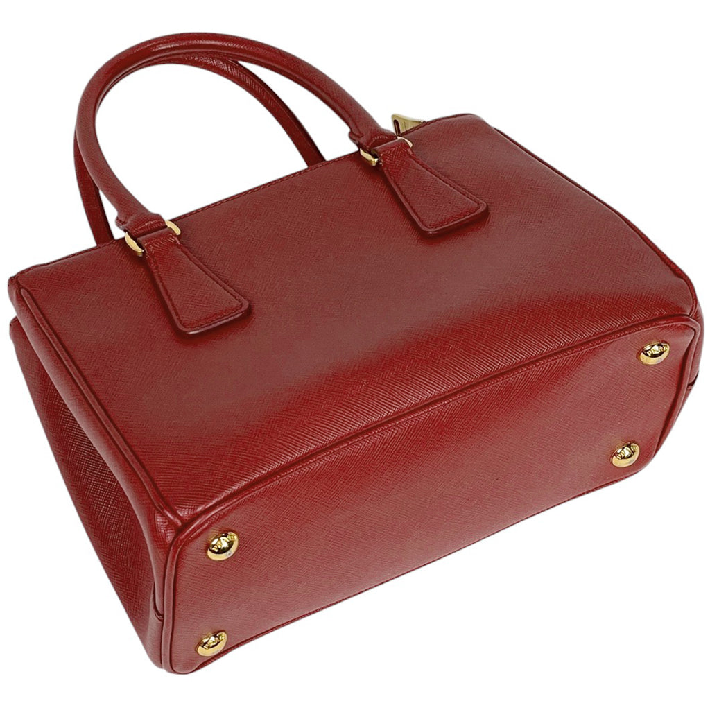 プラダ ロゴプレート ハンドバッグ ガレリア 2WAY ショルダーバッグ ハンドバッグ レザー レッド レディース 【中古】 brbag