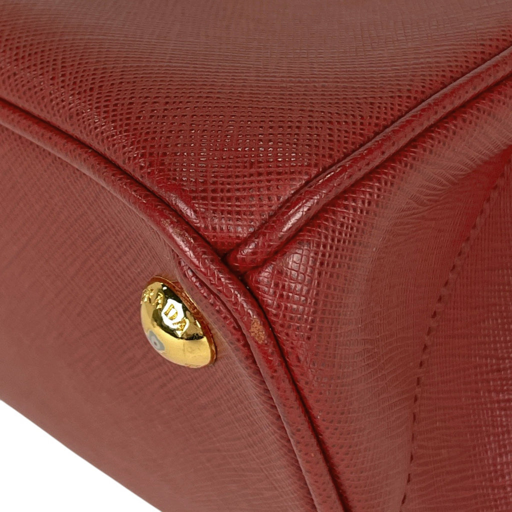 プラダ ロゴプレート ハンドバッグ ガレリア 2WAY ショルダーバッグ ハンドバッグ レザー レッド レディース 【中古】 brbag