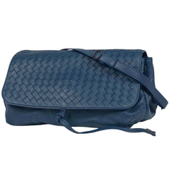 ボッテガヴェネタ イントレチャート ショルダーバッグ レザー ブルー レディース 【中古】 brbag