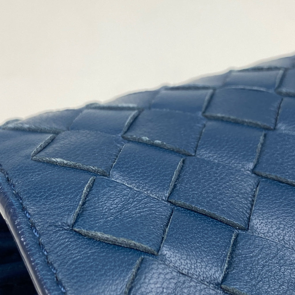 【最終値引き】 ボッテガヴェネタ イントレチャート ショルダーバッグ レザー ブルー レディース 【中古】 brbag