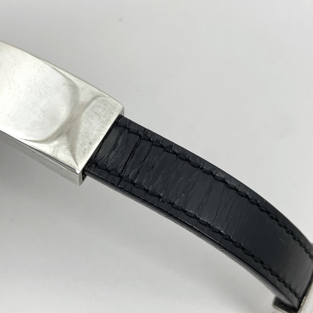 グッチ ロゴ ブレスレット 腕輪 ブレスレット シルバー925 レザー シルバー ブラック レディース 【中古】 bracc