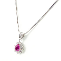 ルビー デザインネックレス プラチナ ペンダント メレダイヤ ネックレス Pt900 Pt850 ルビー レディース 【中古】nbjwl