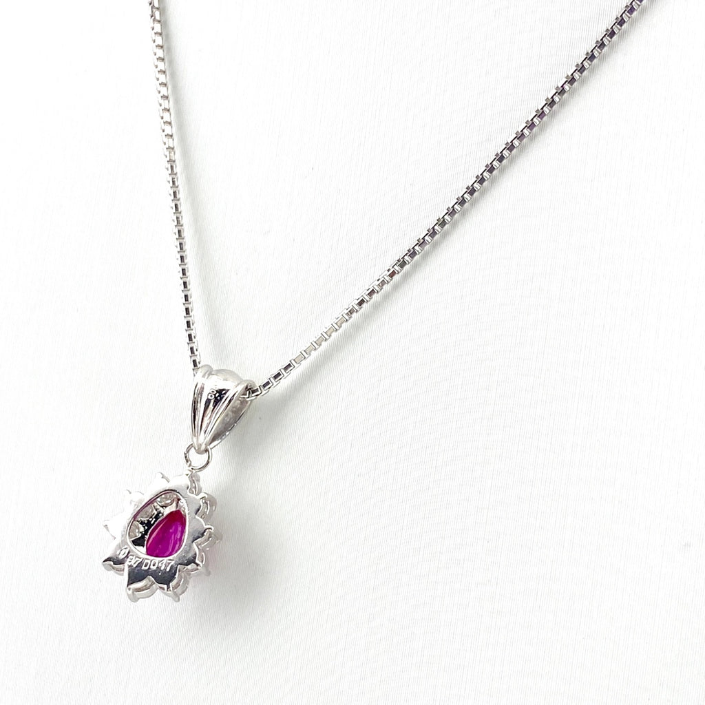 ルビー デザインネックレス プラチナ ペンダント メレダイヤ ネックレス Pt900 Pt850 ルビー レディース 【中古】nbjwl