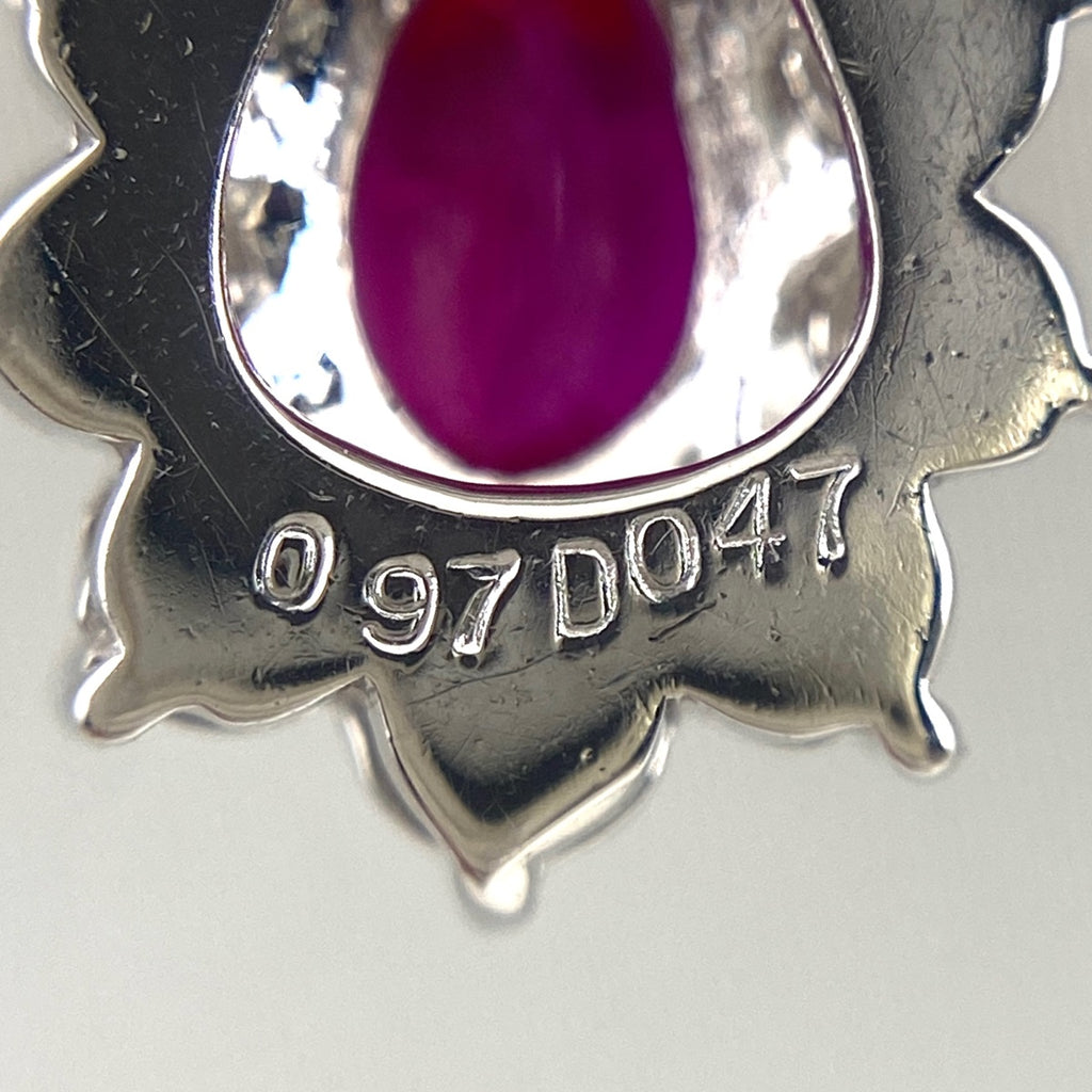 ルビー デザインネックレス プラチナ ペンダント メレダイヤ ネックレス Pt900 Pt850 ルビー レディース 【中古】nbjwl