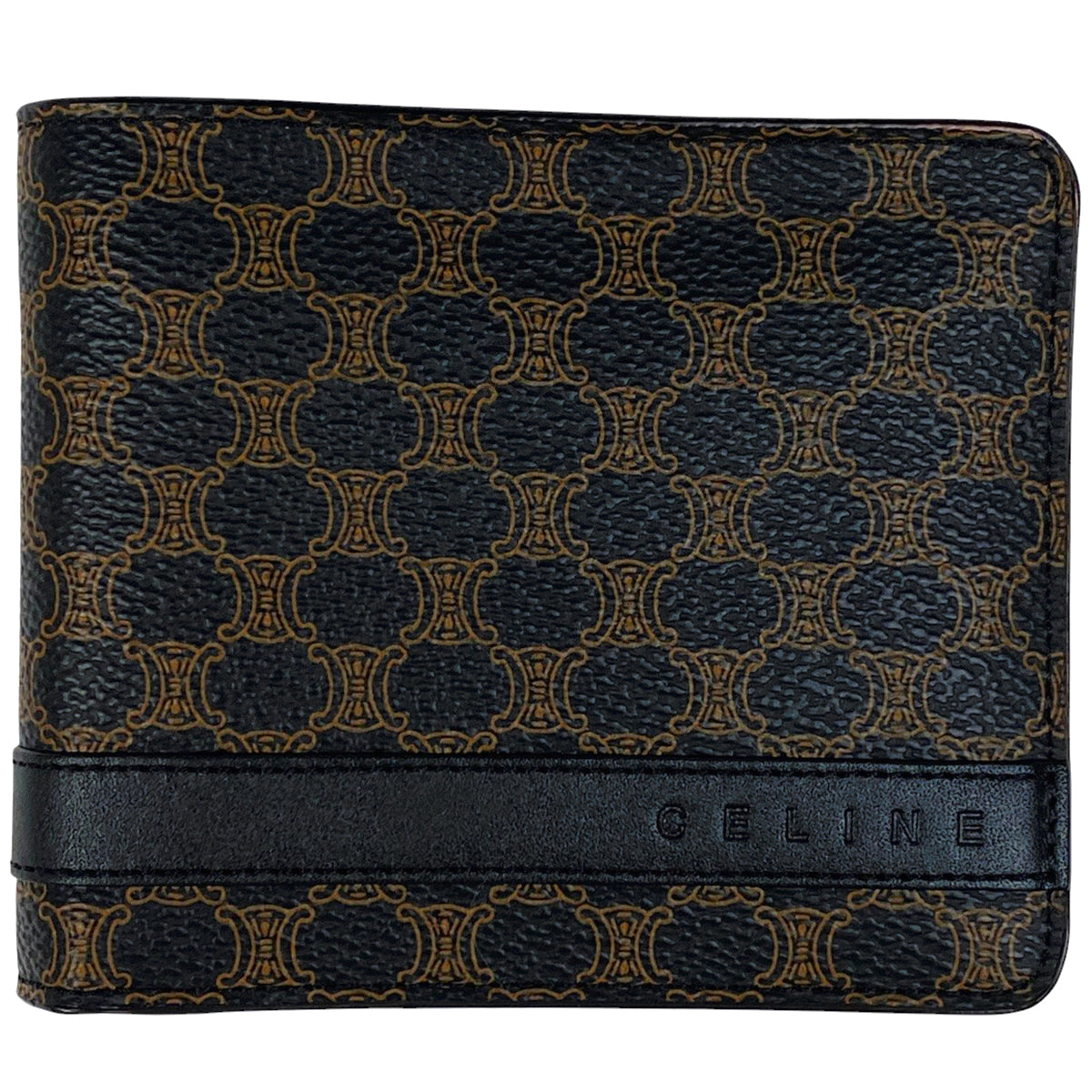レア✴︎美品✴︎CELINE マカダム柄 キャンバス×レザー 二つ折り 財布 CELINE マカダム柄 二つ折り財布