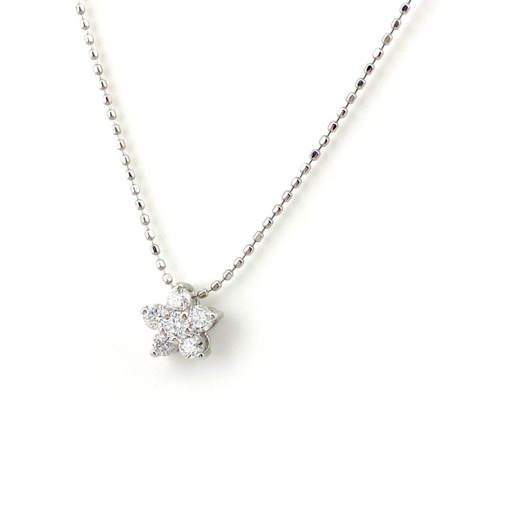 フラワーモチーフ デザインネックレス プラチナ ペンダント 花 メレダイヤ ネックレス Pt900 Pt850 ダイヤモンド レディース 【中古】nbjwl