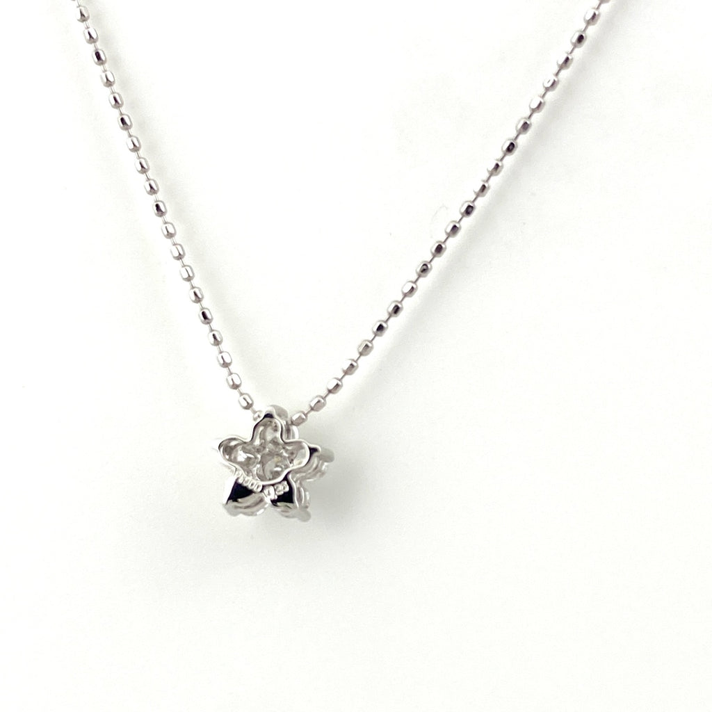 フラワーモチーフ デザインネックレス プラチナ ペンダント 花 メレダイヤ ネックレス Pt900 Pt850 ダイヤモンド レディース 【中古】nbjwl