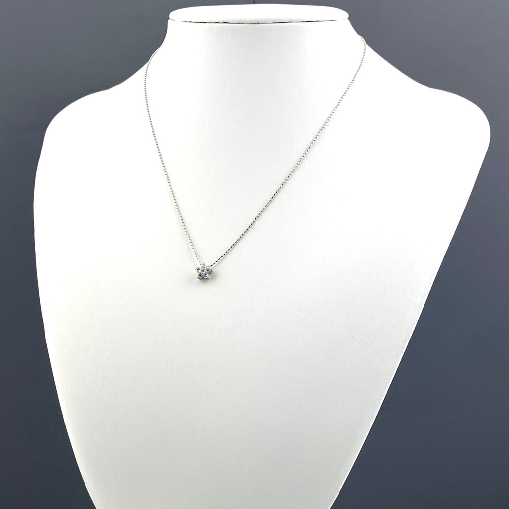 フラワーモチーフ デザインネックレス プラチナ ペンダント 花 メレダイヤ ネックレス Pt900 Pt850 ダイヤモンド レディース 【中古】nbjwl