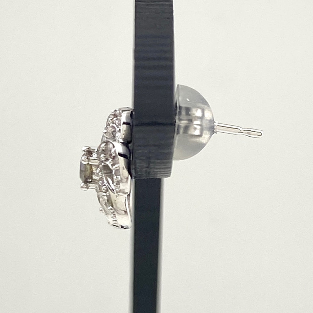 フラワーモチーフ デザインピアス WG ホワイトゴールド メレダイヤ 花 ピアス K18 WG ダイヤモンド レディース 【中古】nbjwl