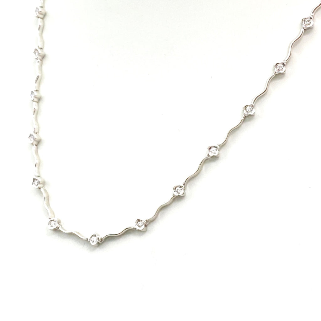 【最終値引き】 メレダイヤ デザインネックレス ネックレス K18 ダイヤモンド レディース 【中古】nbjwl