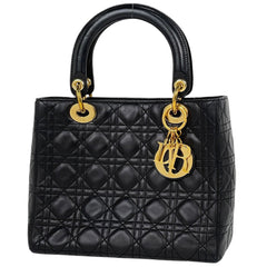 クリスチャンディオール レディディオール カナージュ ハンドバッグ レザー ブラック レディース 【中古】 brbag
