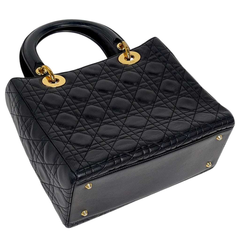 クリスチャンディオール レディディオール カナージュ ハンドバッグ レザー ブラック レディース 【中古】 brbag
