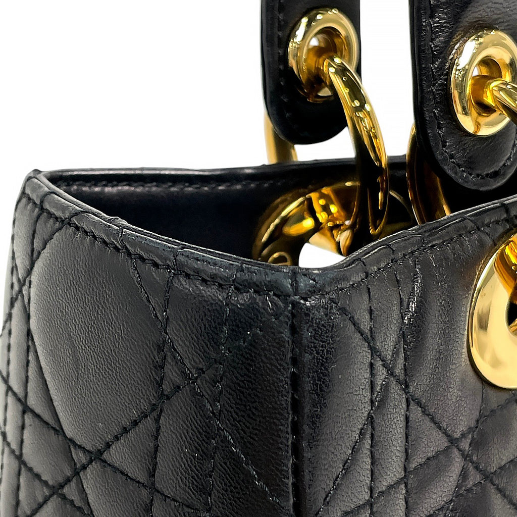 クリスチャンディオール レディディオール カナージュ ハンドバッグ レザー ブラック レディース 【中古】 brbag
