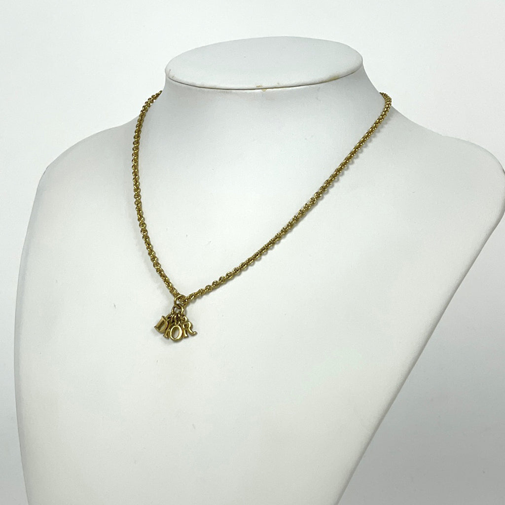 【在庫一掃】 クリスチャンディオール ロゴ ネックレス ネックレス GP ゴールド レディース 【中古】 bracc