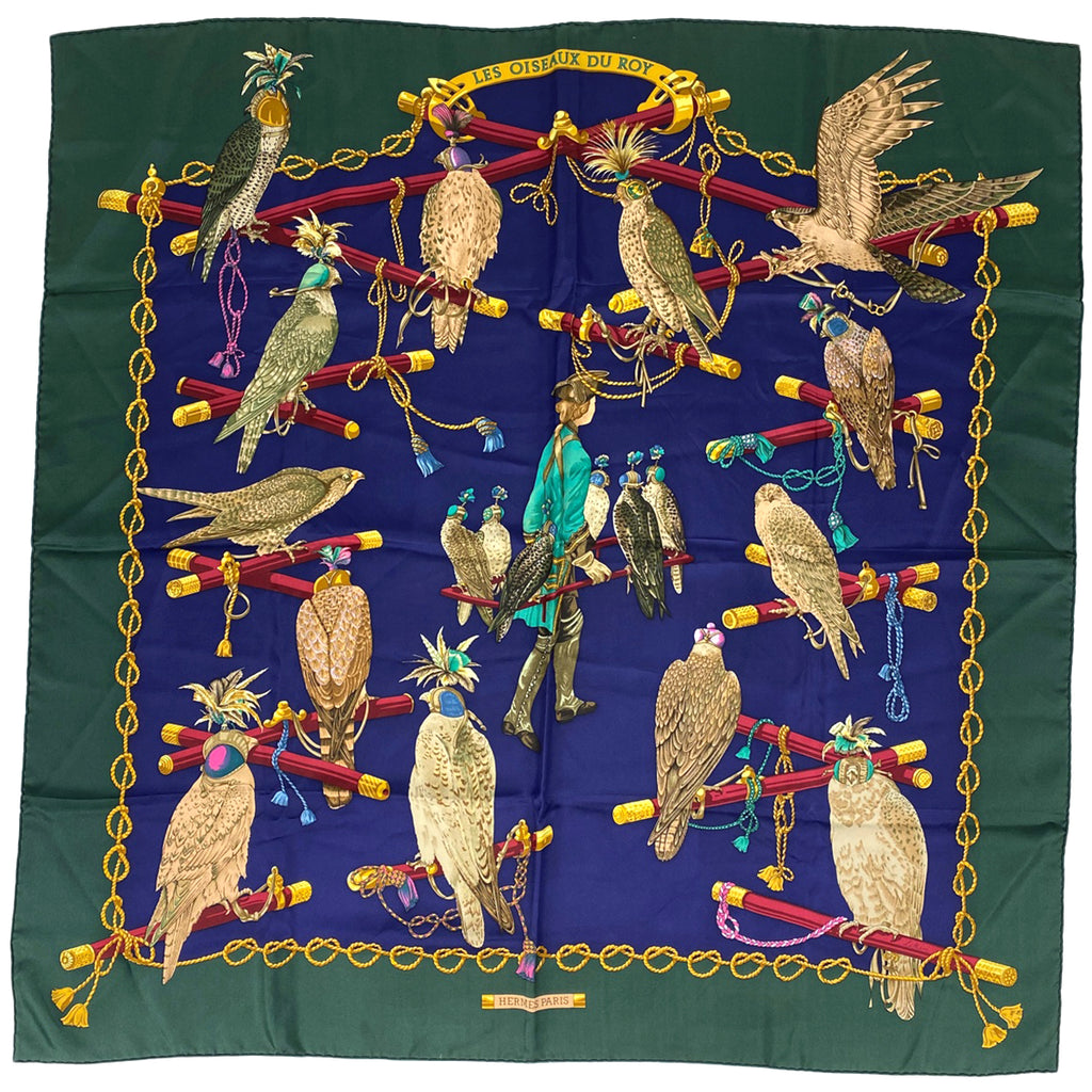 バイセル公式】エルメス カレ 90 LES OISEAUX DU ROY 王の鳥たち スカーフ シルク グリーン マルチカラー レディース 【中古】  ラッピング可 - バイセルブランシェ